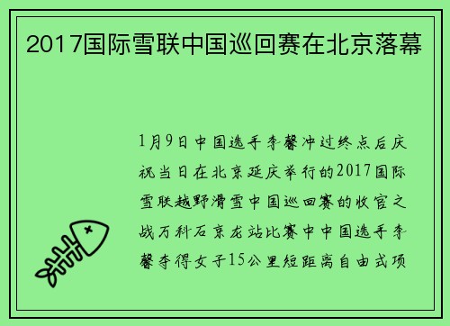 2017国际雪联中国巡回赛在北京落幕